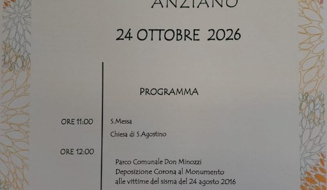 La Giornata dell’Anziano ad Amatrice: appuntamento il 24 ottobre