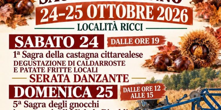 Cittareale, “Sagre d’Autunno” il 24 e 25 ottobre: castagne, gnocchi e visite alla Rocca